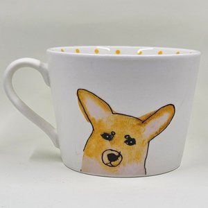 CORGI Coffee Mug by Grace White w/Yellow Polka Dots, “Love You”